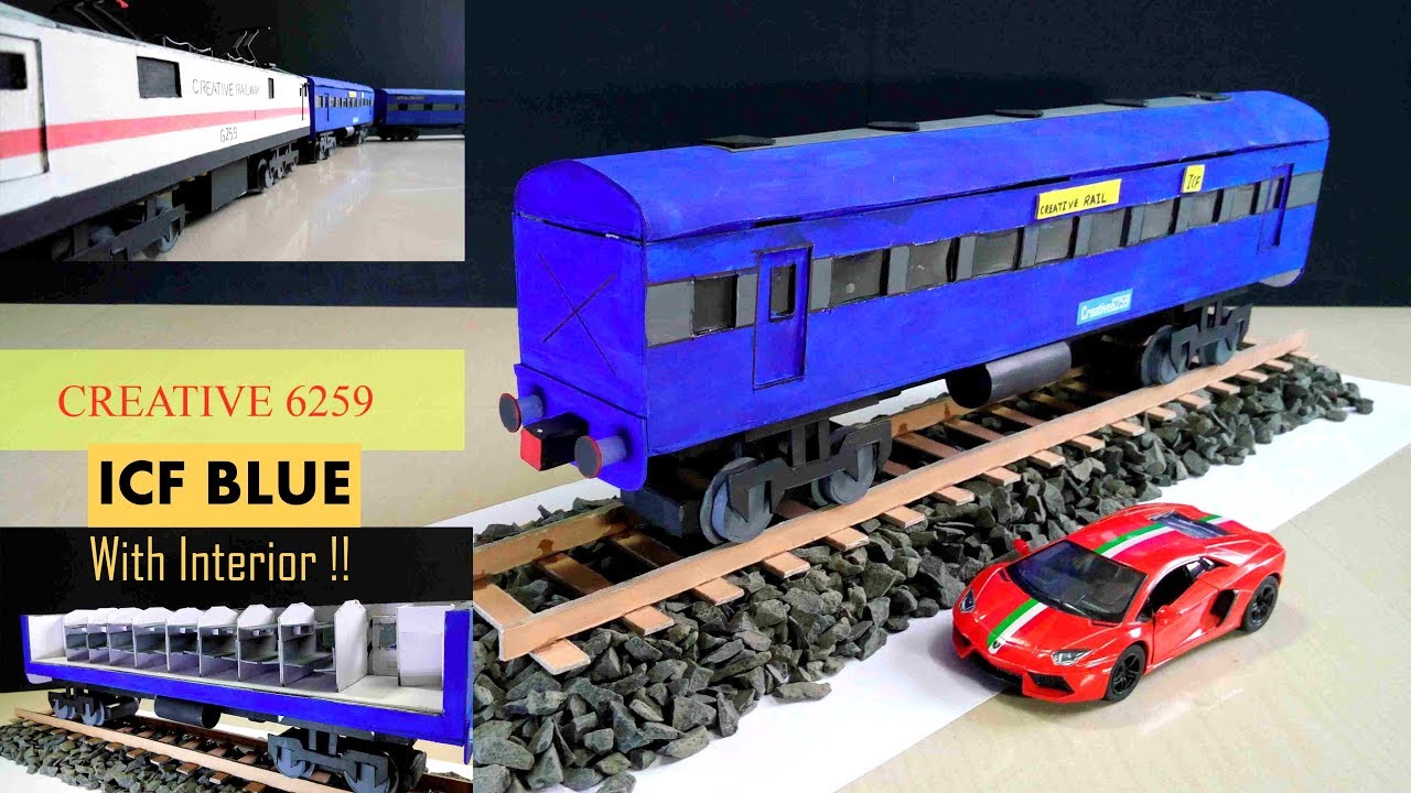 How To Make A Train Engine With Cardboard & DC Motor | DIY RC Train | ICF BLUE COACH With Interior