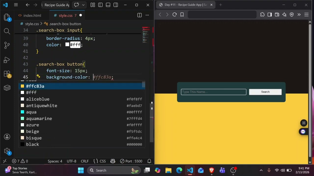 Recipe App Website Using HTML CSS JavaScript | Beginner Project 
