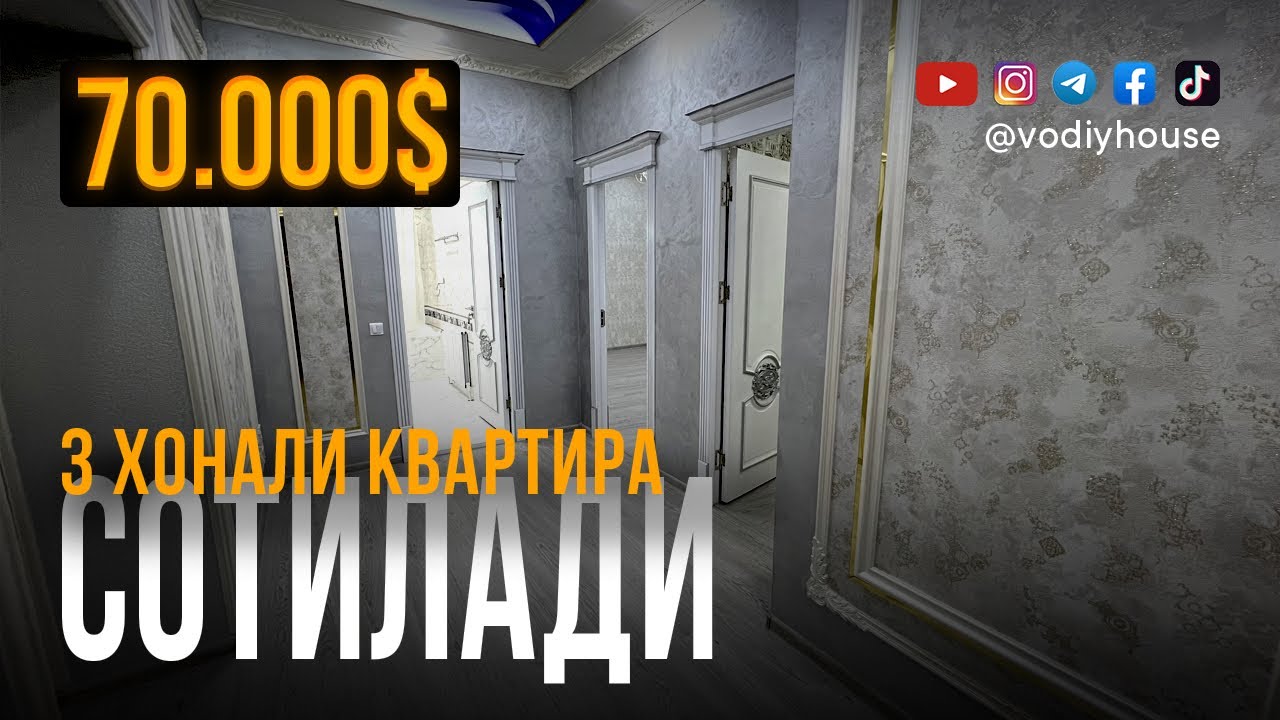 Фарғона шаҳар, Медиапарк орқасида жойлашган 3 хонали квартира сотилади