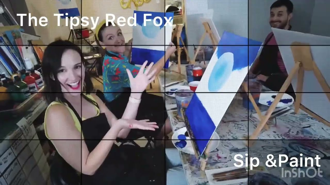 Friends and co- workers stop by at The Tipsy Red Fox #sipandpaint #kansascity #acrylicpaintings