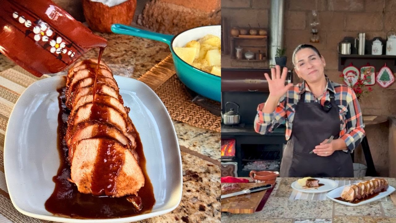 LOMO de Cerdo con SALSA de PILONCILO a la  LEÑA  (Jugoso y Tradicional) La Herencia de las Viudas