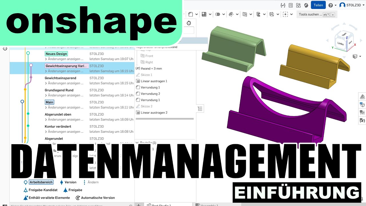 Onshape - Endlich Ordnung mit Versionen und Historie