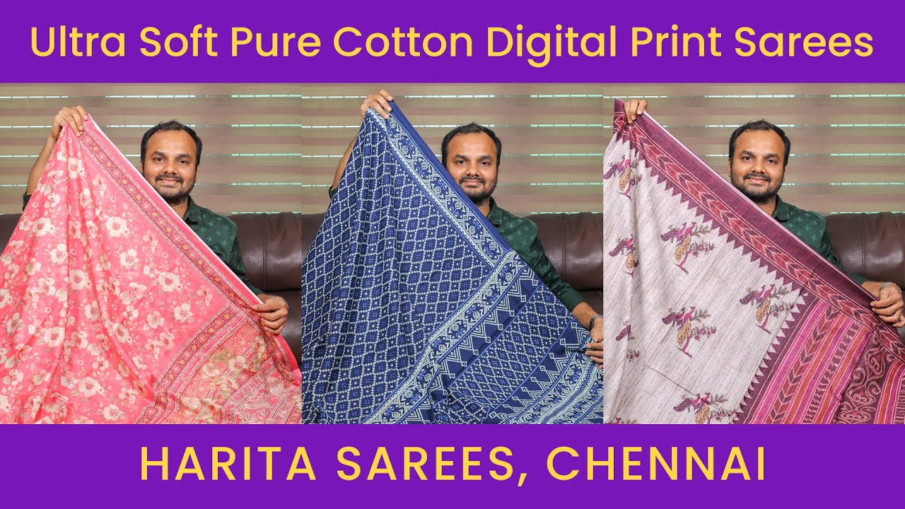 Premium Cotton Sarees &ndash; Digital Prints, Sanganeri & Ajrakh | Ultra Soft & Washable Collection