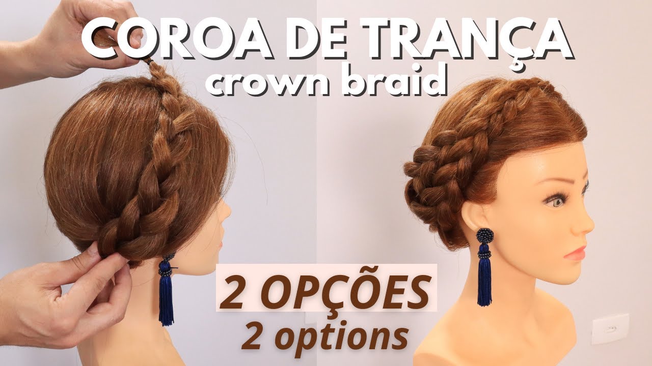 DUAS OPÇÕES DE COROA DE TRANÇAS - two crown braid options