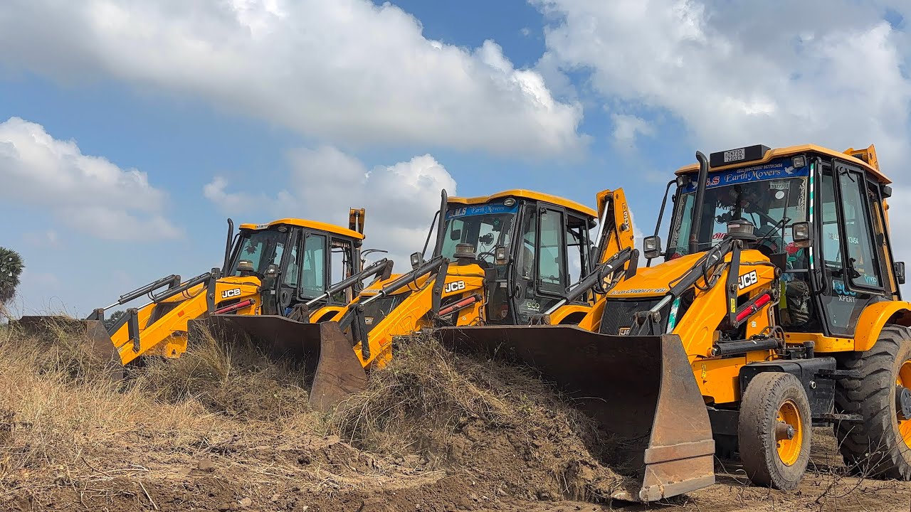 3 JCB 3DX Machines Working Together | Farm Land Clearing & Soil Leveling |Heavy Equipment Video