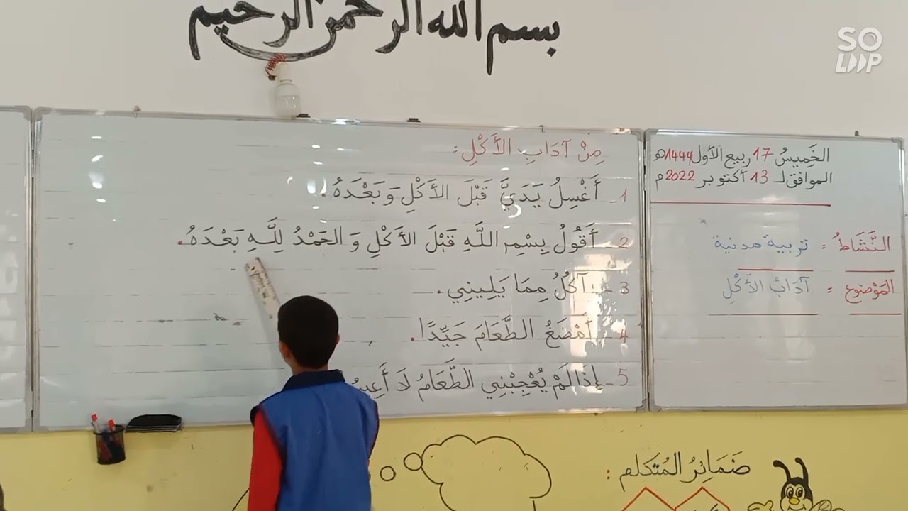 من آداب الأكل، الدرس 2 تربية مدنية، السنة الثالثة ابتدائي
