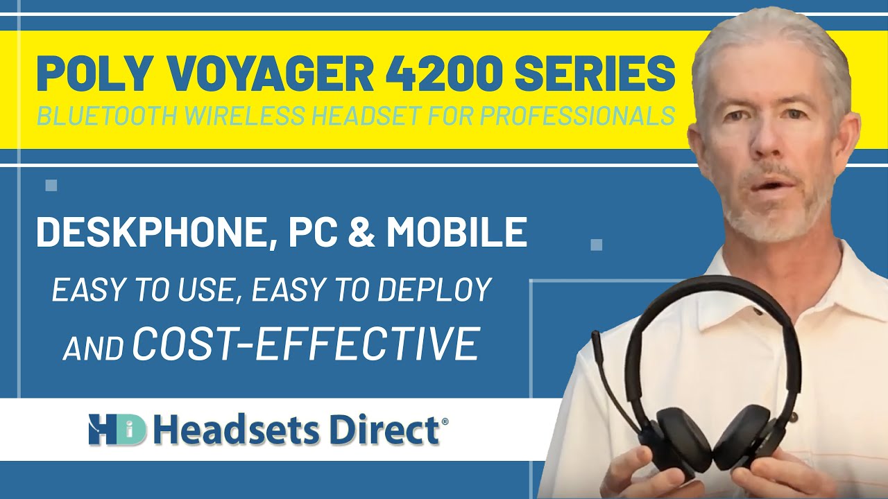 Poly Voyager 4200 Series  | Bluetooth Wireless Headset for Professionals | Deskphone, PC & Mobile