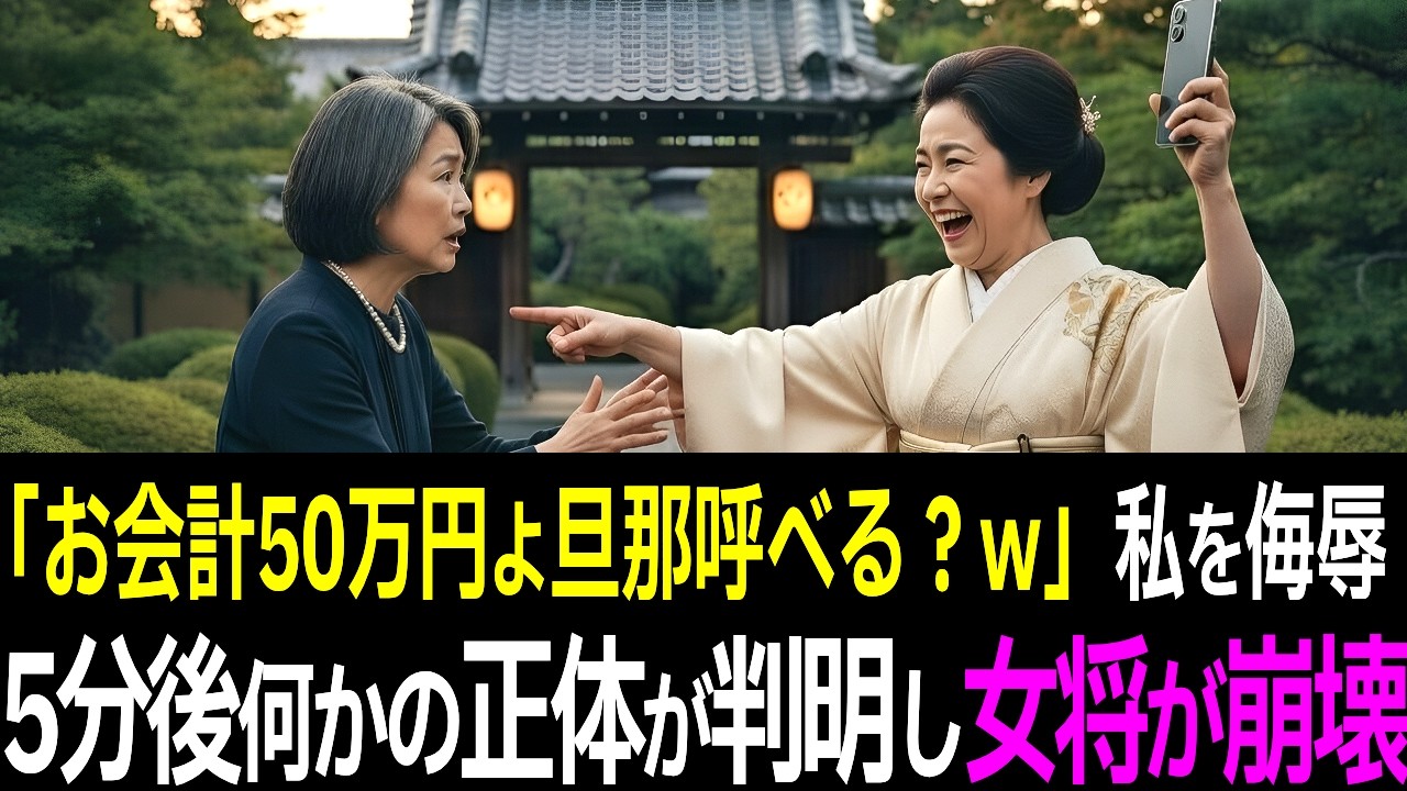 【スカッと】「お会計50万よ貧乏な旦那呼べる？w」同窓会での高級店で私を侮辱した女将。5分後、崩れ落ちた理由【シニア】