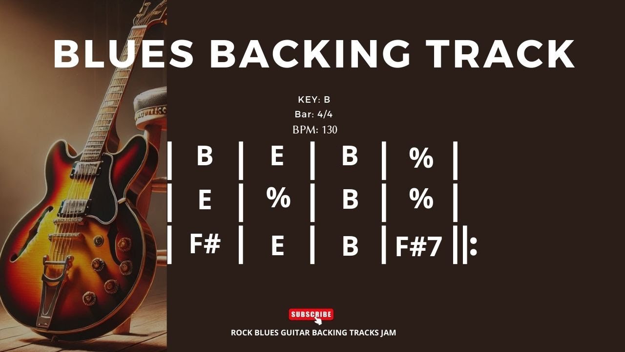 Shuffle Blues Backing Track in B 130 BPM