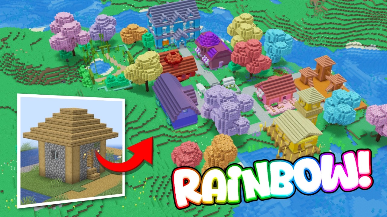 Строим РАДУЖНУЮ деревню Minecraft!