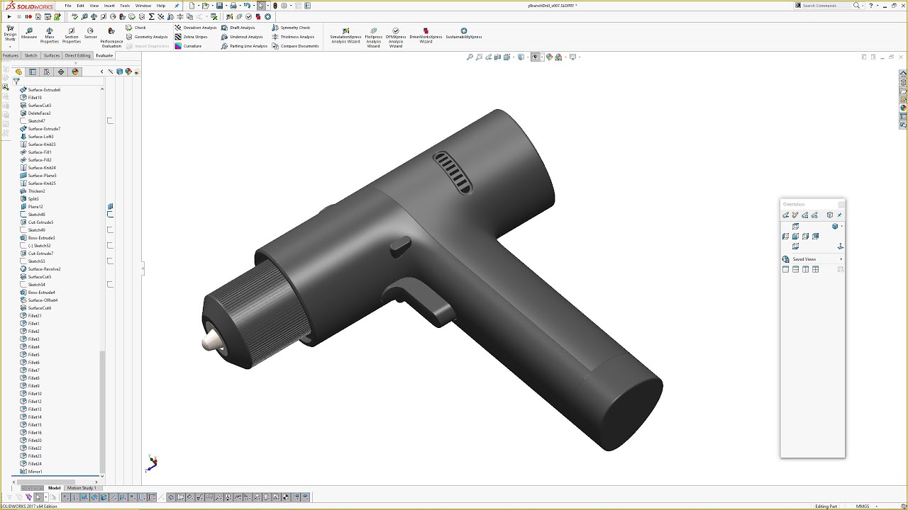 Modelling a Y Branch Blend in Solidworks. Blending Surfaces.