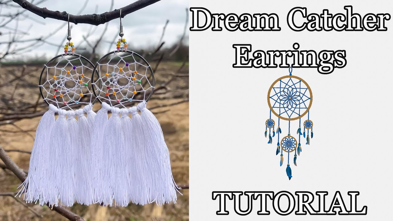Boho American Style Beaded Hoop Earrings | Easy to make Dream Catcher Earrings tutorial