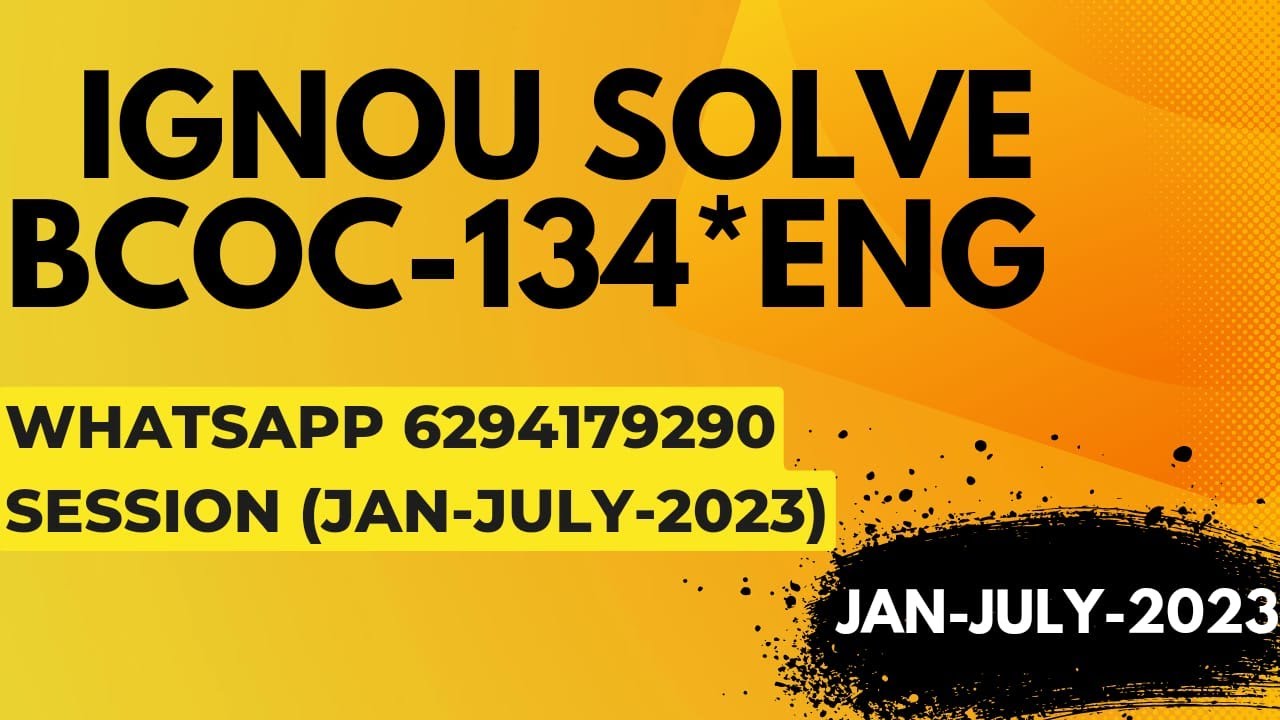 bcoc-134 solved assignment 2022-23 / bcoc-134solved assignment 2023 in english/ ignou bcoc-134