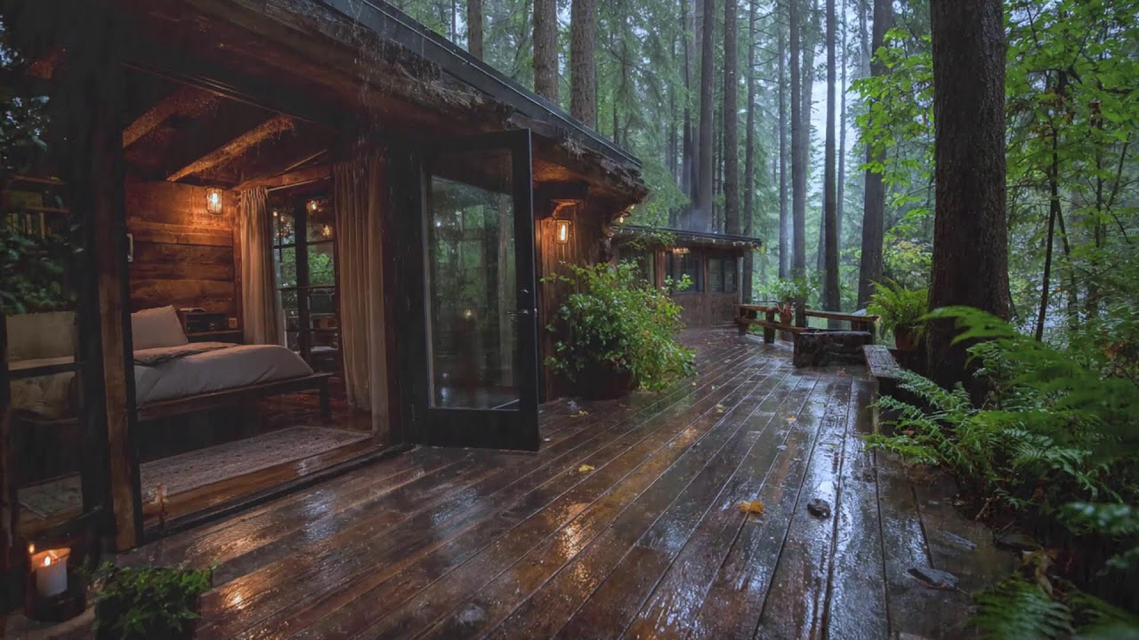 Peaceful Rain Sounds at a Cozy Wooden Cabin | Sleep Instantly & Reduce Anxiety