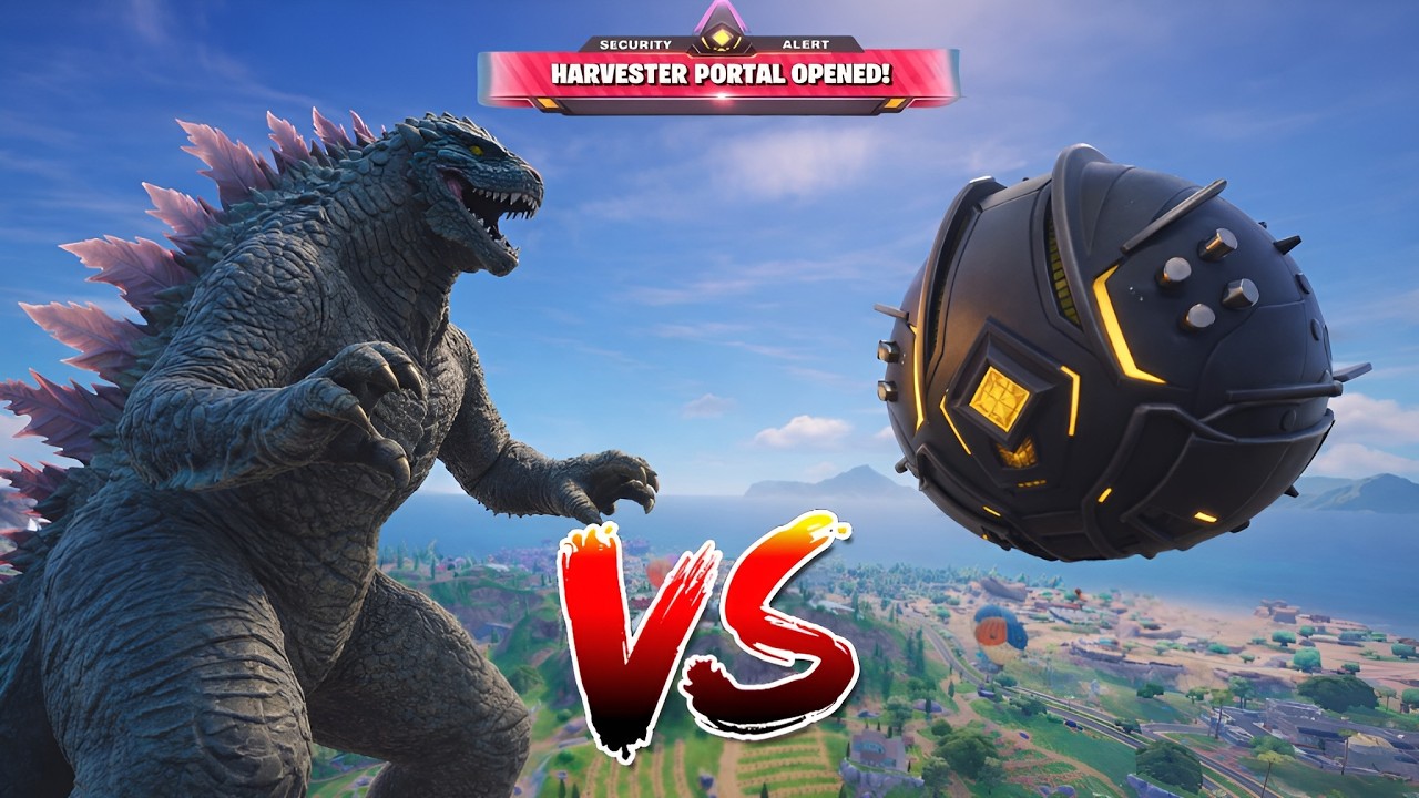 DARK HARVESTER VS GODZILLA CHALLENGE IN FORTNITE! (Chapter 7 Season 1)