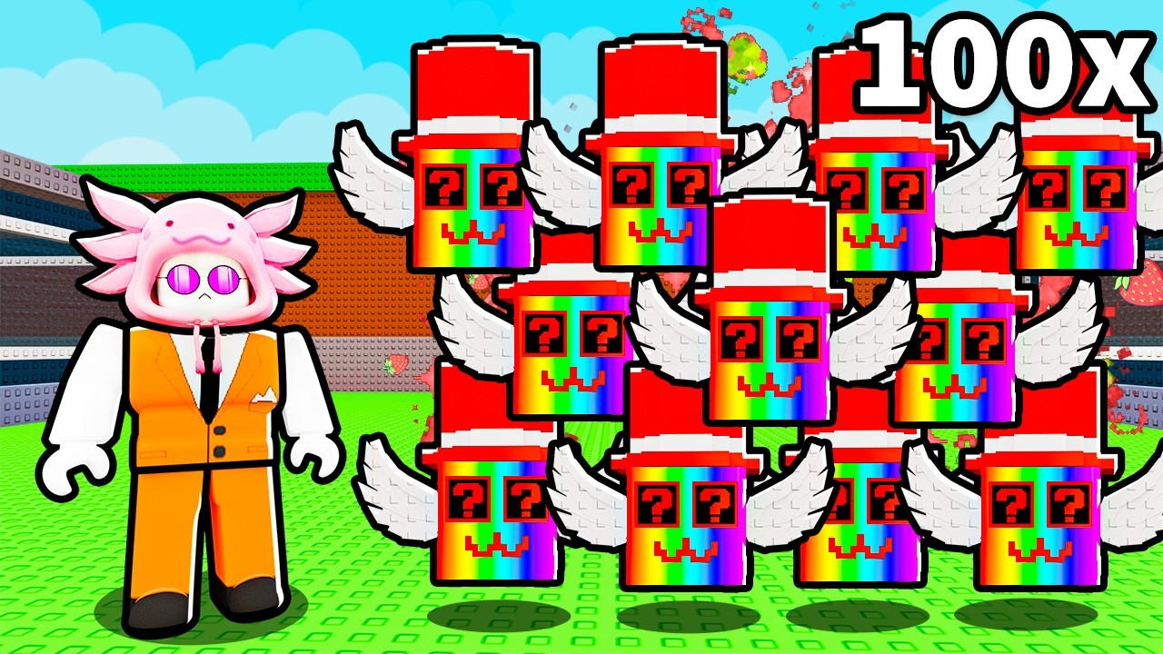 Я открыл 100 счастливых блоков Strawberry Admin в игре Steal a Brainrot!