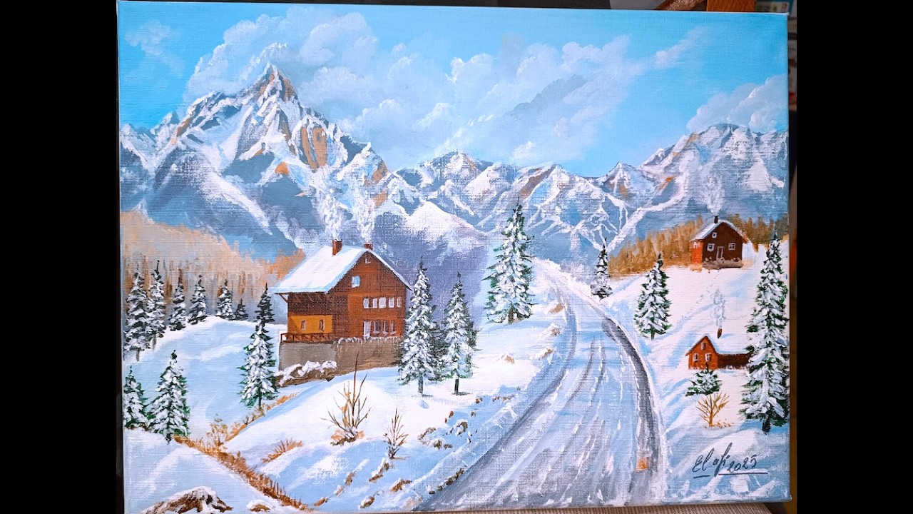 Acrylic Painting Winter  Landscape For Beginners