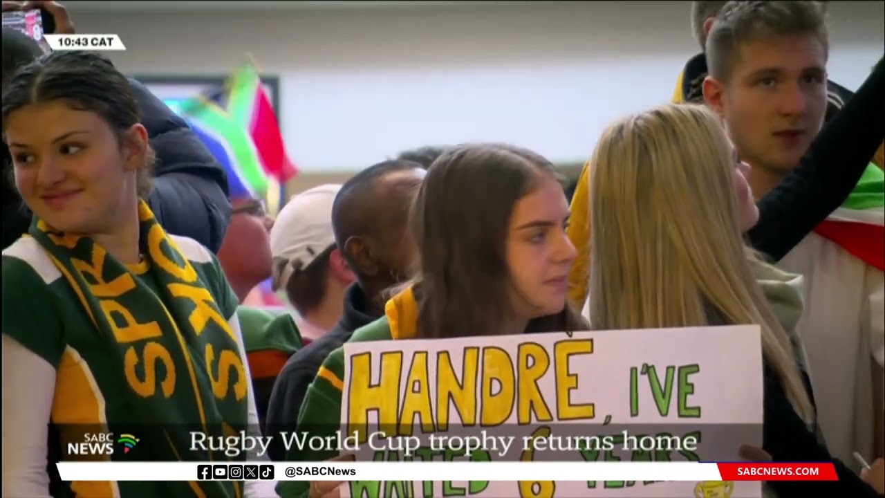 Rugby World Cup trophy returns home
