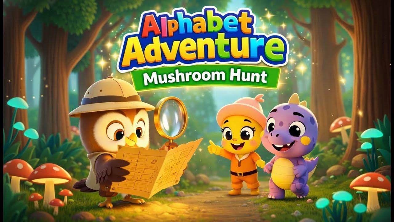 Mushroom Hunt 🍄 Alphabet Adventure with Dino & Berry 🦖🌟