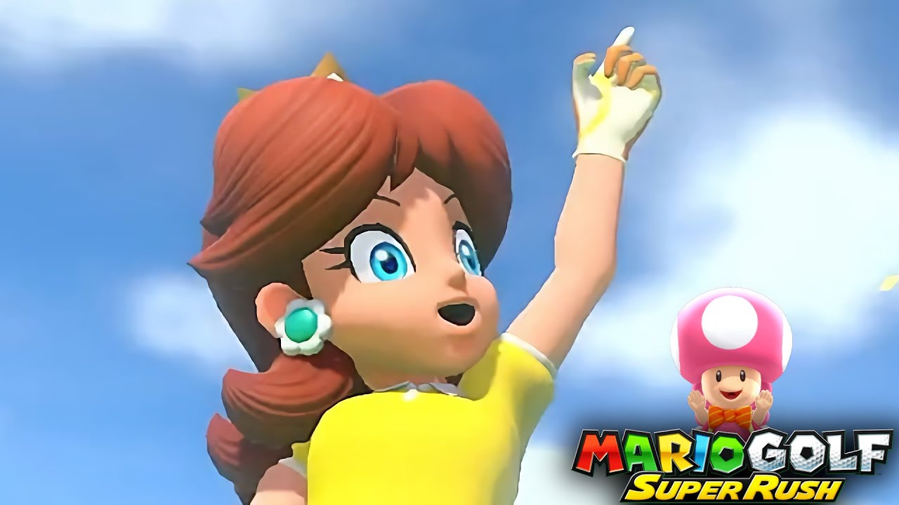 Mario Golf Super Rush Daisy vs Toad vs Luigi vs Mario in Bonny Greens