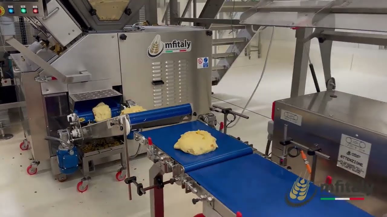 LINEA AUTOMATICA DI SPEZZATURA E PIRLATURA PER GRANDI LIEVITATI - GLASSATURA E DOSAGGIO ZUCCHERO