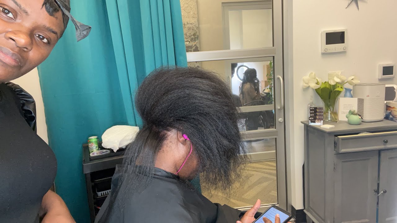 She relaxed her hair herself and it started shedding really bad