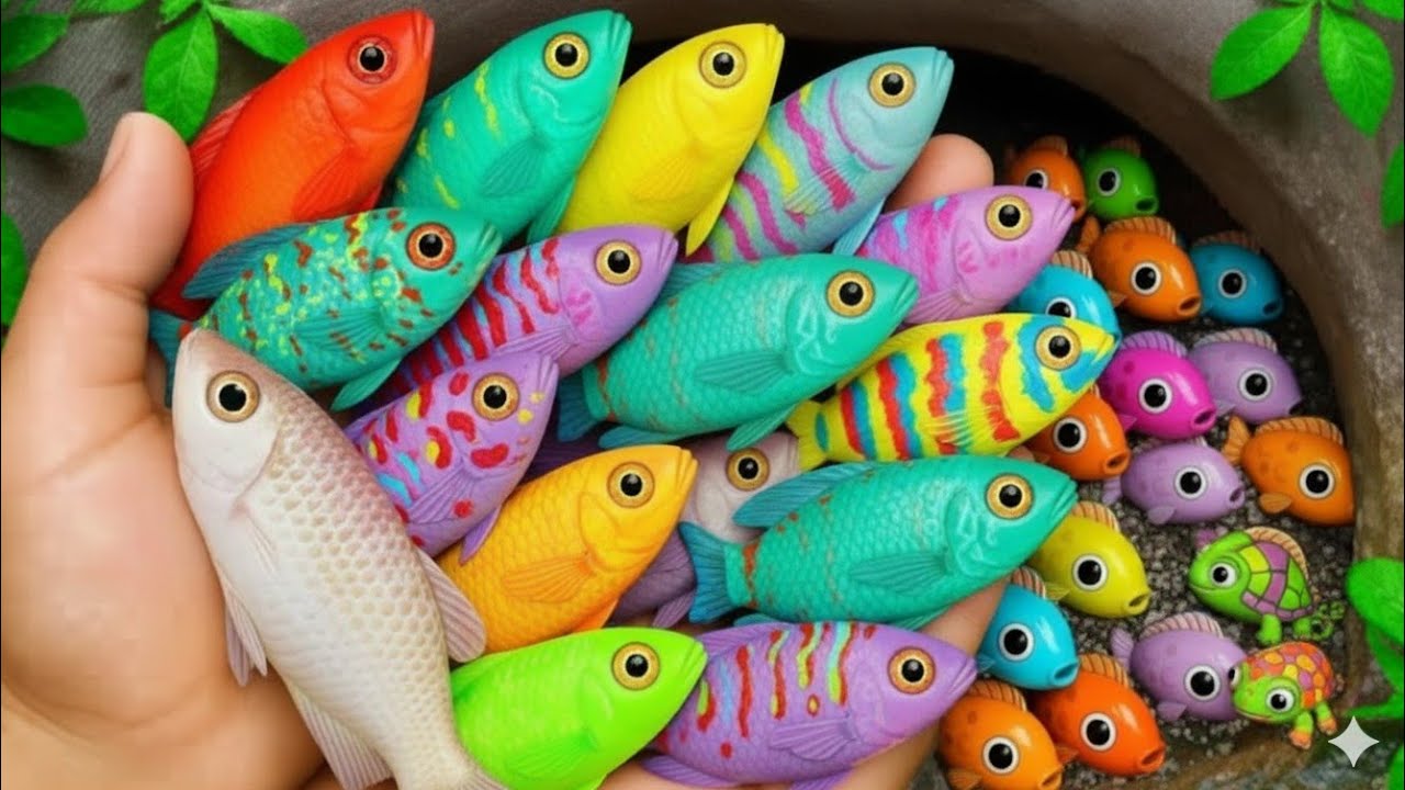 Catch beautiful aquarium fish in small pond baby turtles, eel, koi, pencil fish, nemo fish, tadpole