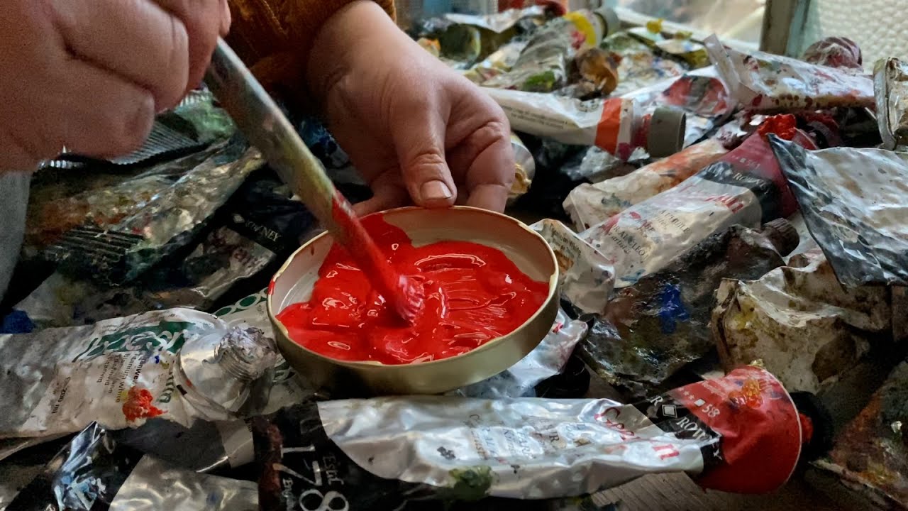 ARTIST STUDIO VLOG 🔸 destroying work to get a breakthrough, dripping oil paint technique