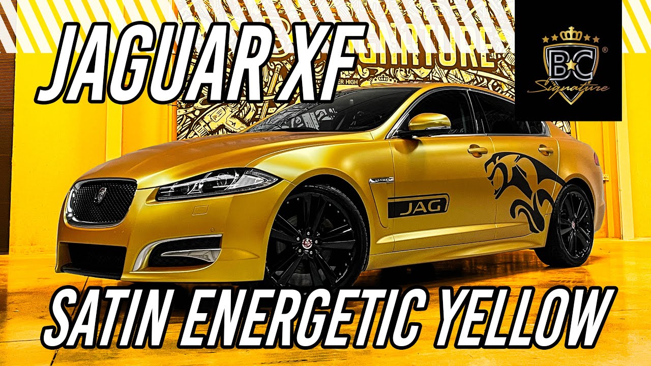 Jaguar XF wrapped in Satin Energetic Yellow