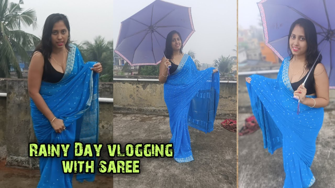 happy rainy day mini vlogs ll spending time in rain with your favourite saree 😲