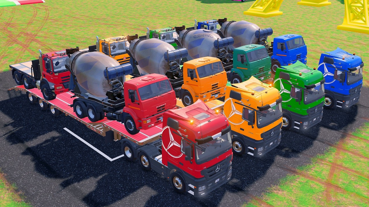 TRANSPORTING TRUCKS WITH LOW LOADER TRAILERS - GARAGE WITH COLORS STYLE CONVOY   FS22 #16