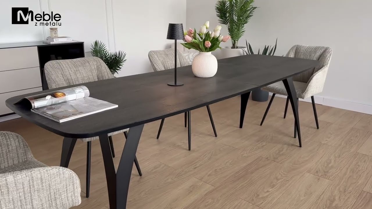 Nowoczesny St&oacute;ł Owalny Rozkładany 140-240 cm Antracyt Elisma | Meble z Metalu