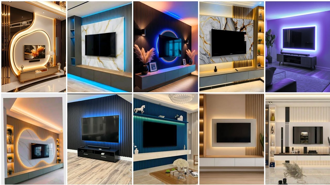 Luxury TV Dressing Room Design |Premium TV Unit Design with Marble & LED Lights 