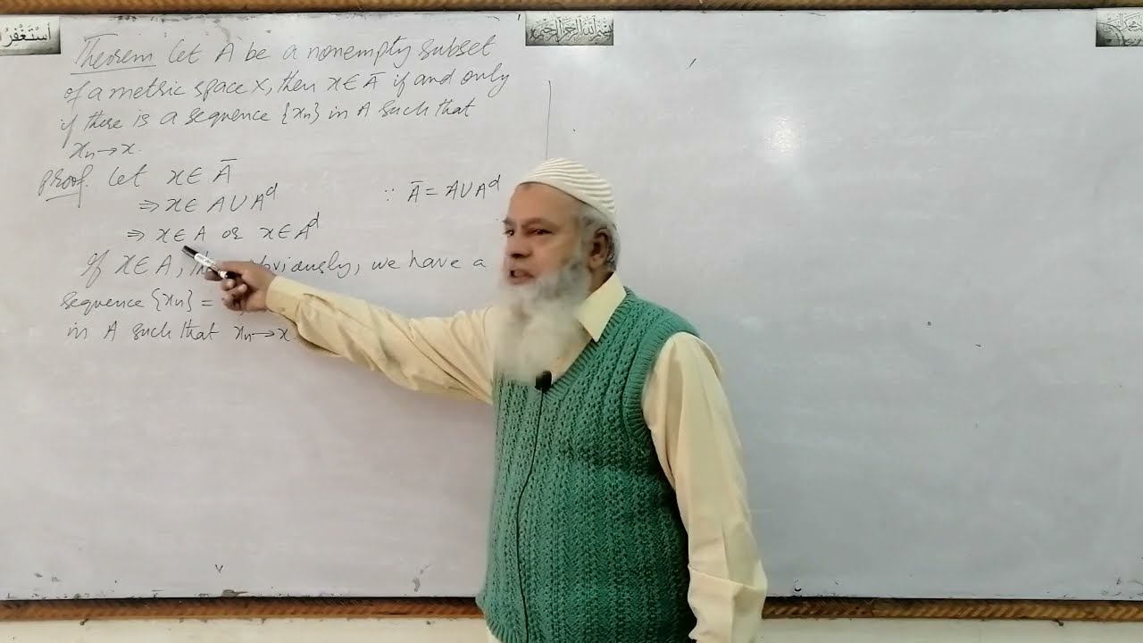 A point x is in closure of a set A if and only if there is a sequence {xn} which converges to x