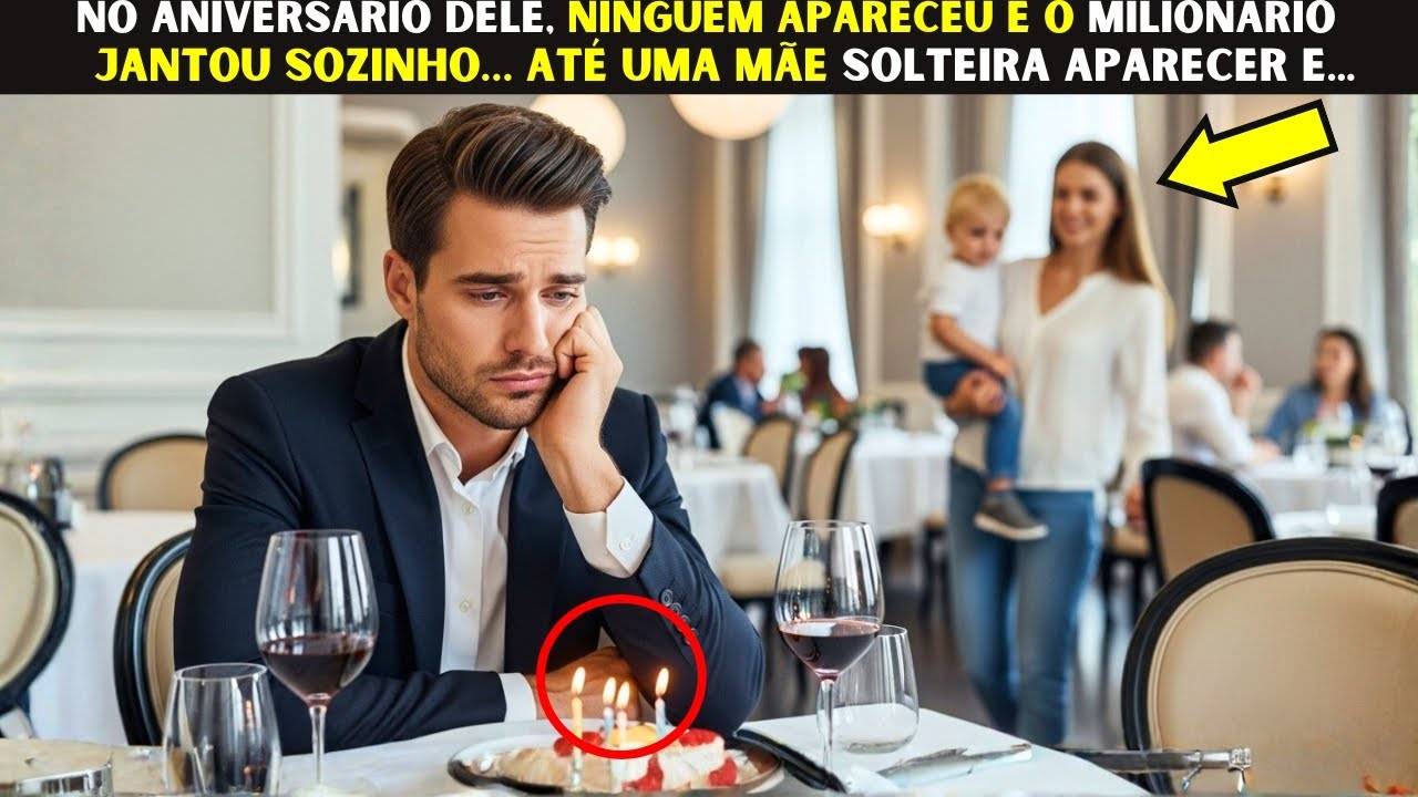 No ANIVERSÁRIO dele, NINGUÉM apareceu e o Milionário jantou sozinho… até uma mãe solteira aparecer…