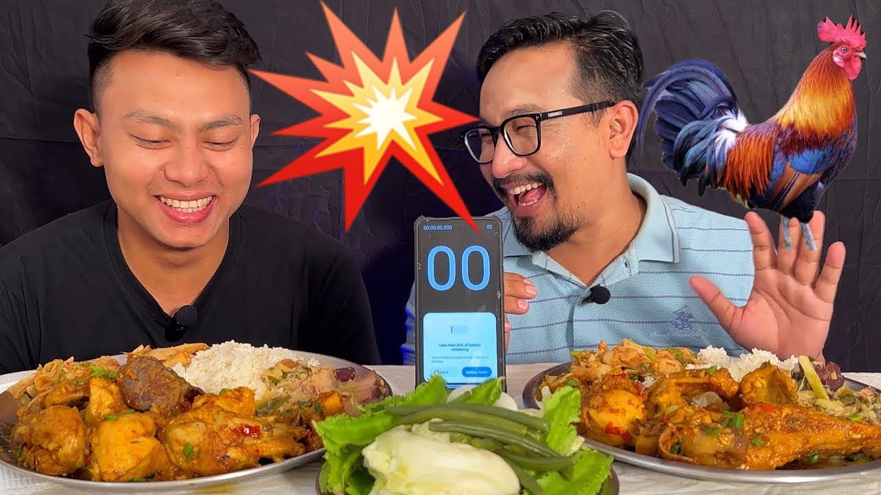 Kuroiler Chicken Curry Eating Challenge | Local Chicken Curry Eating 