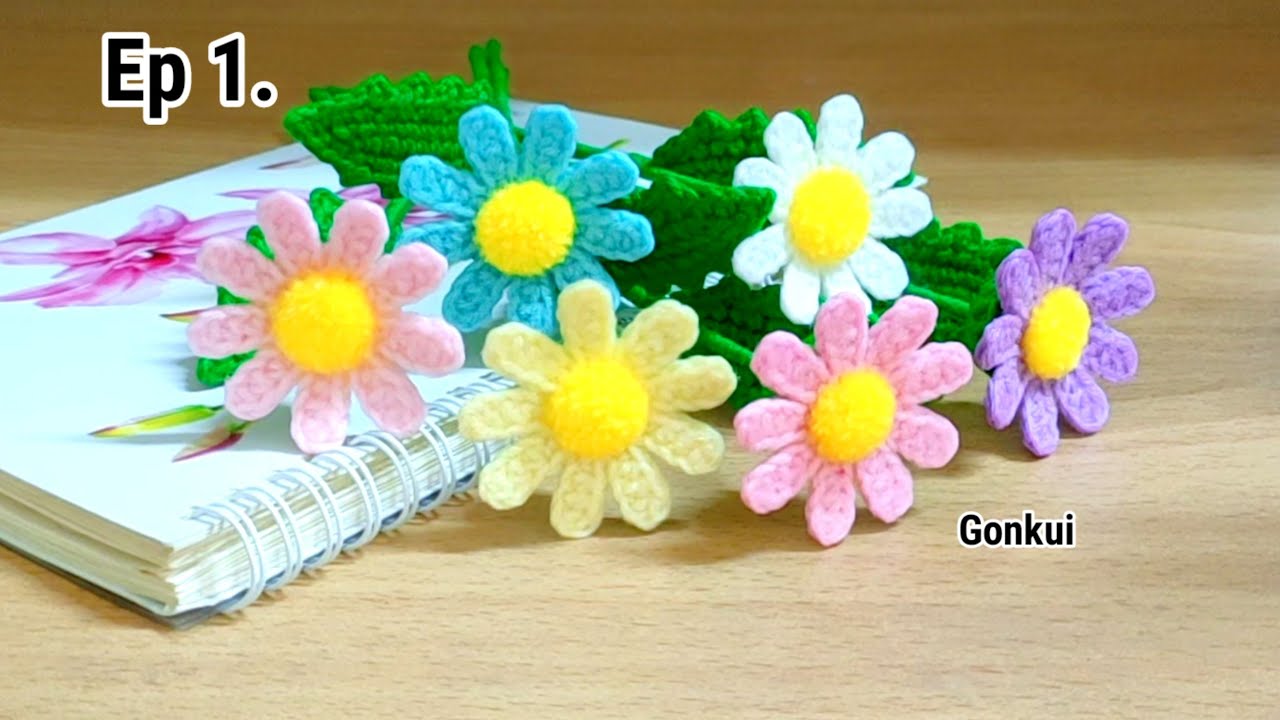 Ep1. Flower 🌼 Crochet Easy Colorful Daisy Flower Tutorial step by step | Crochet Flower Bouquet