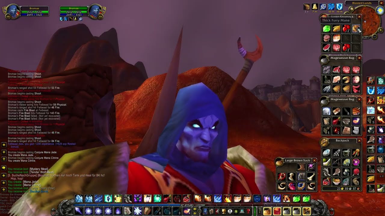 Bromae lvl 48 - 49 questing Blasted Lands STV