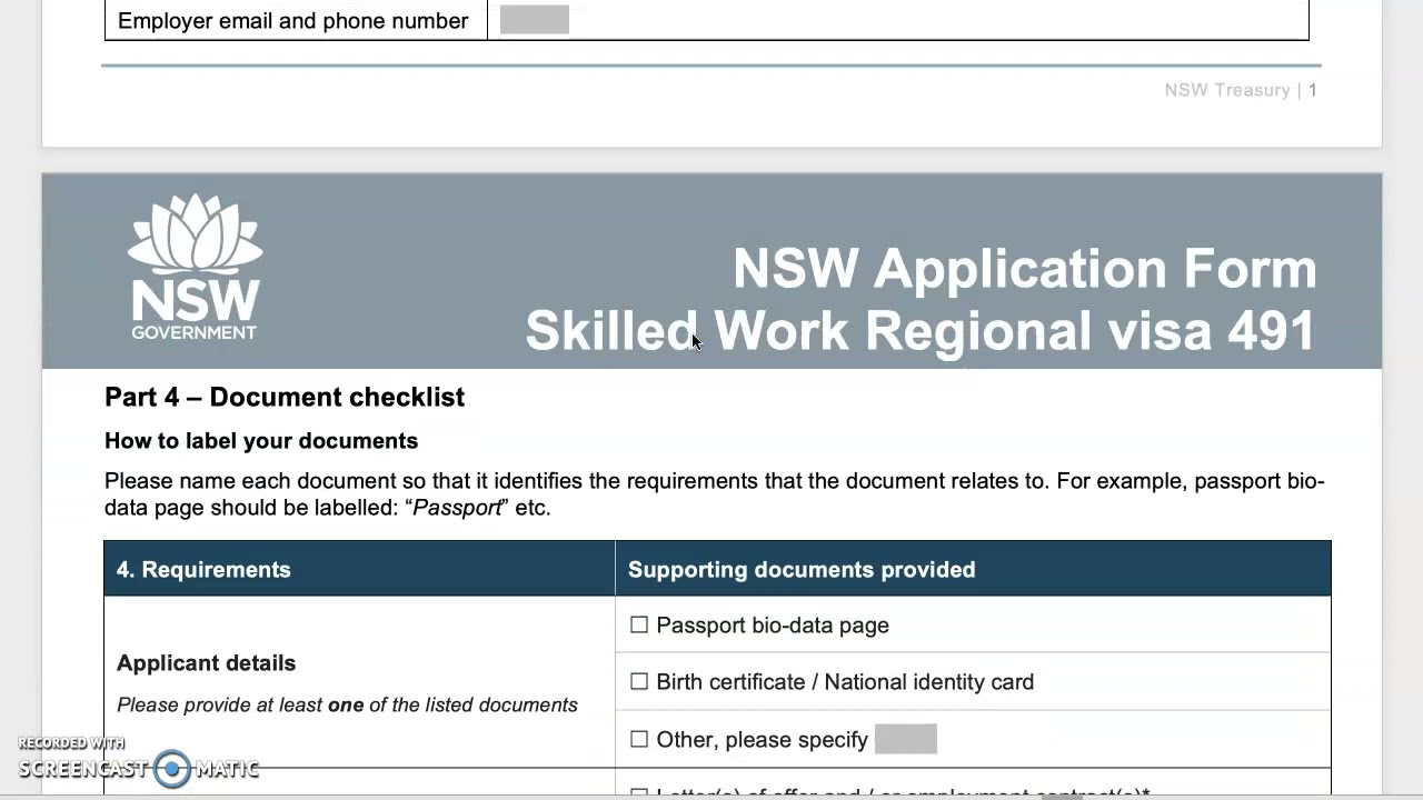 How to fill NSW 491 Form Stream 1