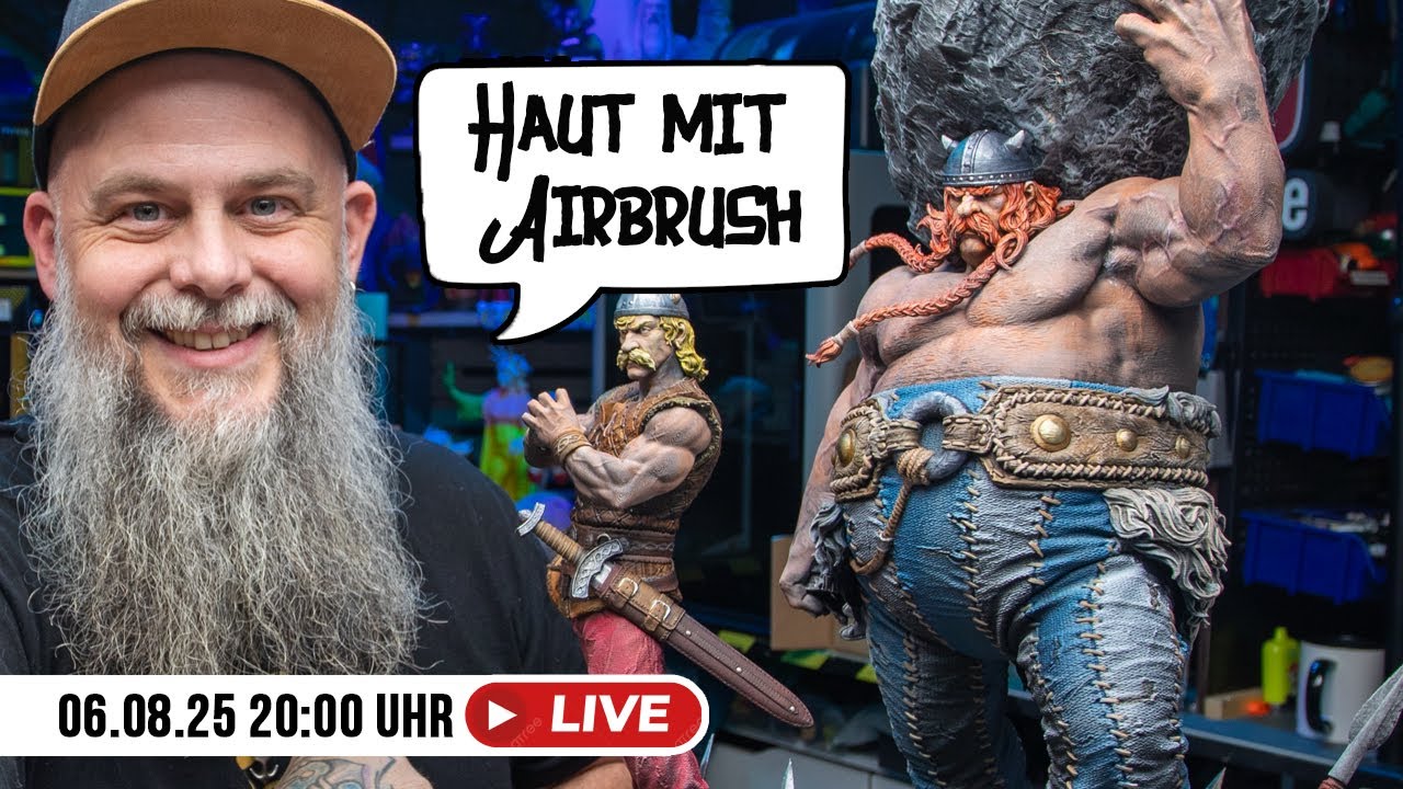 Zum ersten Mal Hauttöne airbrushen – Obelix bemalen in 3D!