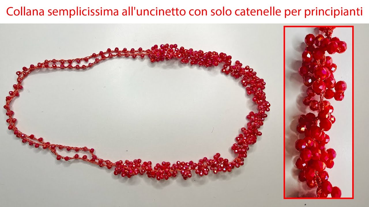 Collana semplicissima all'uncinetto con solo catenelle per principianti