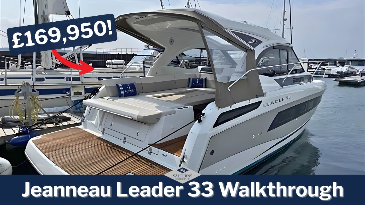 Jeanneau Leader 33 walkthrough, hard top twin cabin sports cruiser. Price now just £159,950.