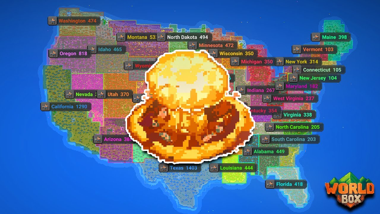 USA Battle Royale (But A Random State EXPLODES Every Minute ) - Worldbox