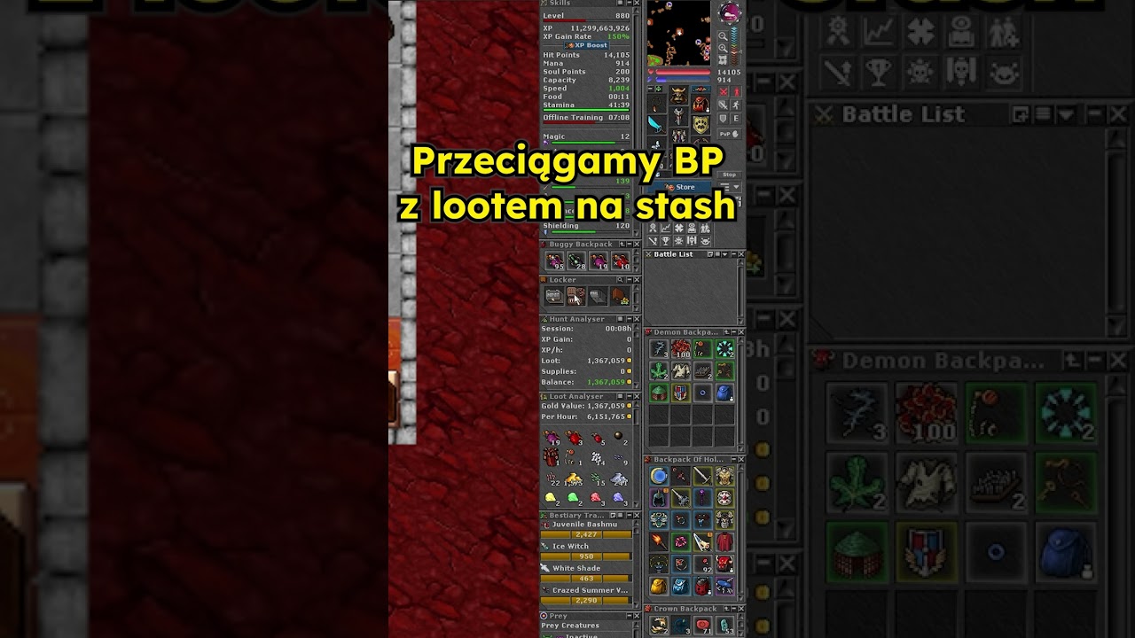 Szybka sprzedaż loota i porządek w BP #shorts #tibia