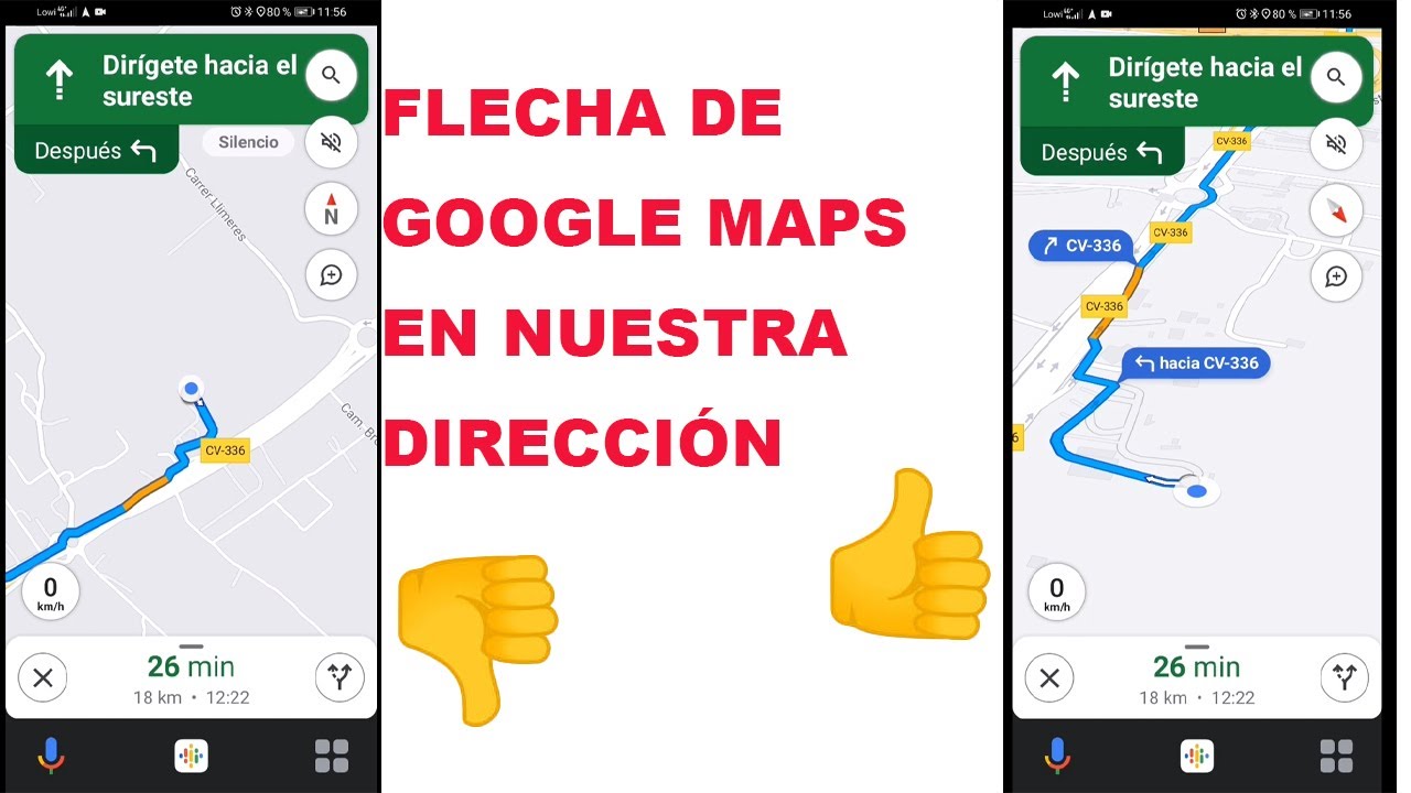 Cómo poner la flecha de google maps que apunte al frente mientras conducimos