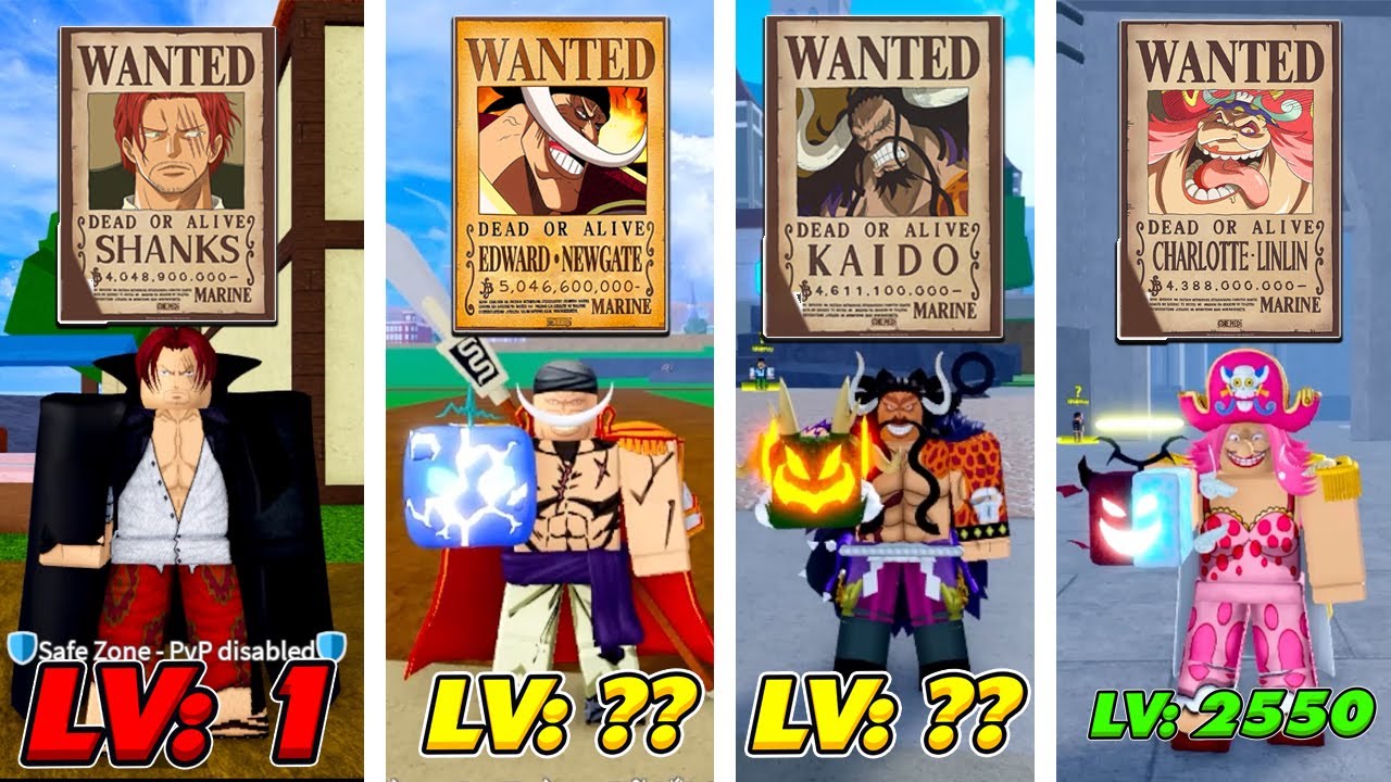 ZENO HÀNH TRÌNH LV 1-2550 HÓA THÂN = 4 TỨ HOÀNG ONE PIECE Blox Fruit