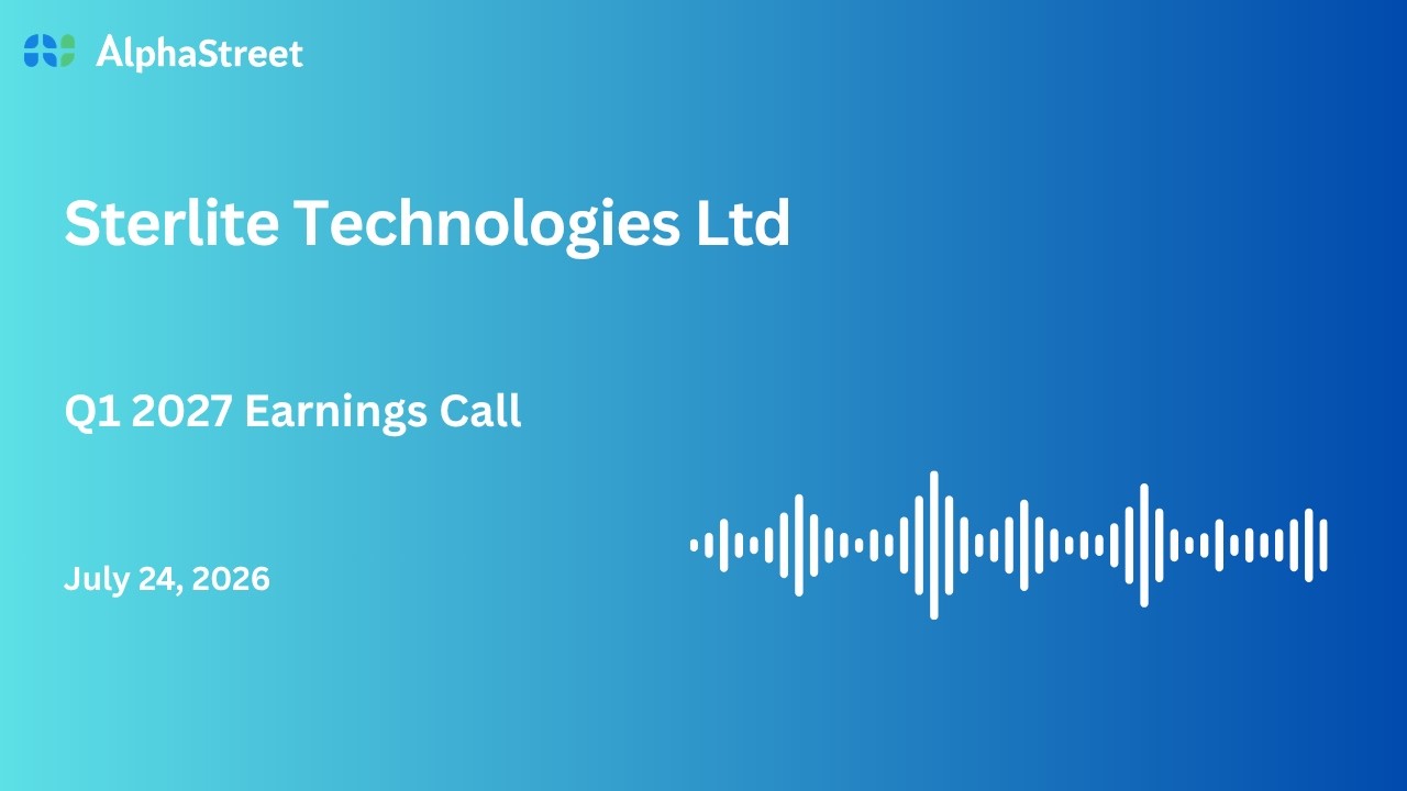 Конференц-колл Sterlite Technologies Ltd по финансовым результатам за 1 квартал 2026-27 финансово...