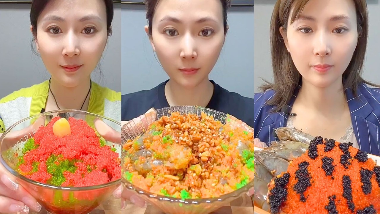 Chinese Colorful Fish Roe & Spicy Seafood ASMR | Crunchy Eating Sounds #143