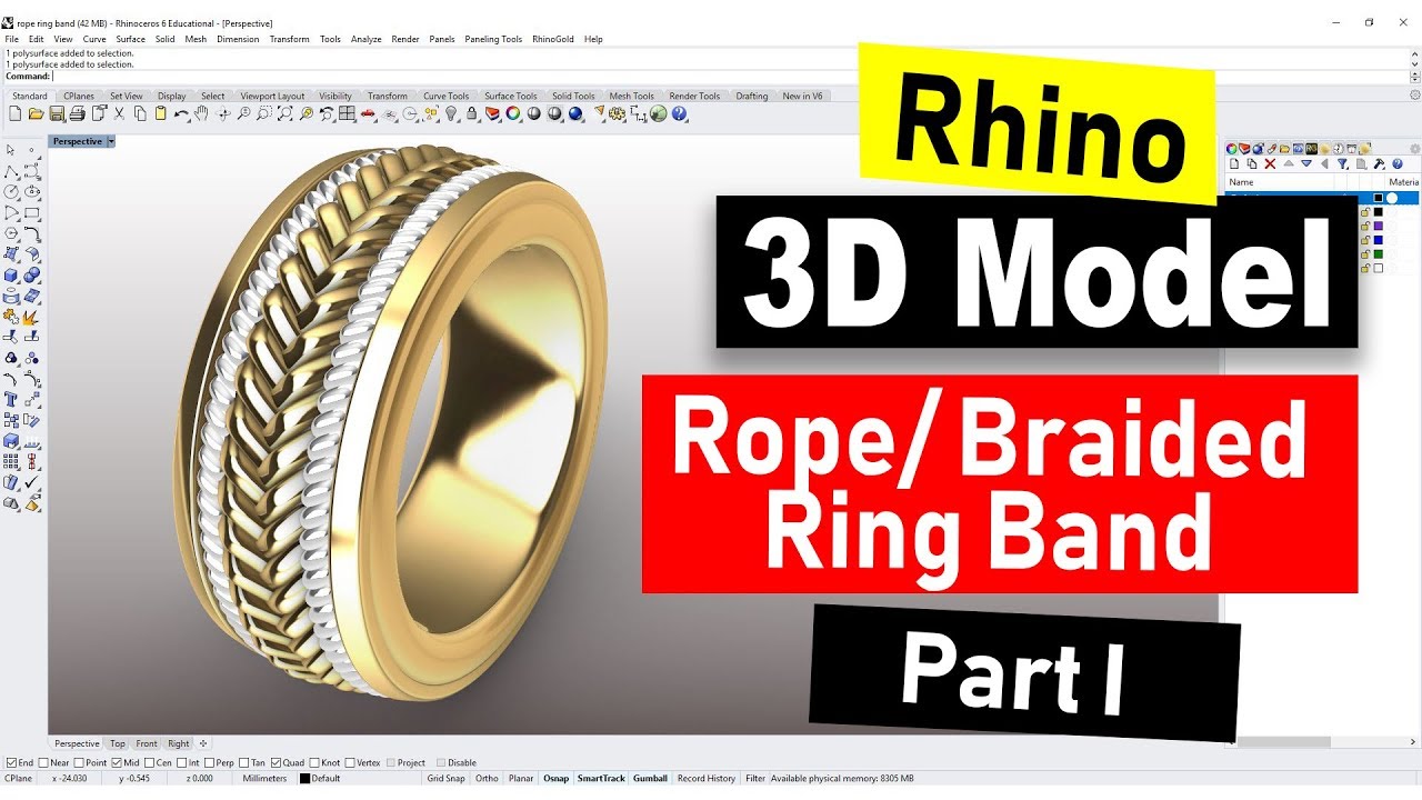 Как создать 3D-модель плетеного кольца из веревки (часть I): Учебное пособие по 3D-ювелирным изде...