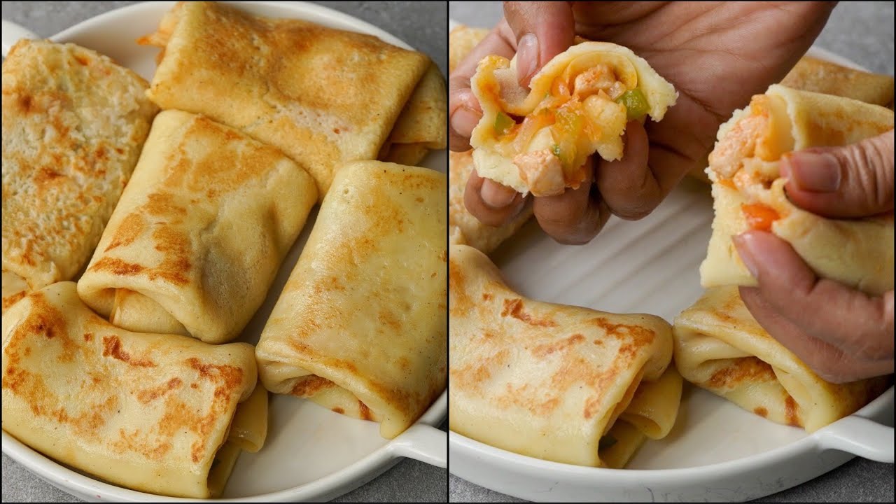 Easy Chicken Wrap Recipe | Chicken Crepe Snacks | Crepe With Chicken Stuffing | Chicken Snack Recipe